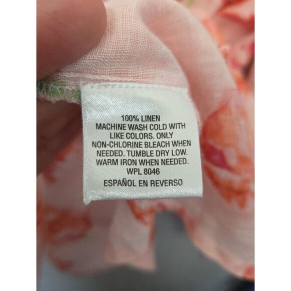 Charter Club Sz XXL 100% Linen Roses Floral Charming Blouse Button Down Shirt - Picture 4 of 6